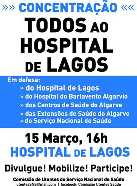Sul Informação - Comissão de Utentes do SNS convoca concentração junto ao Hospital de Lagos