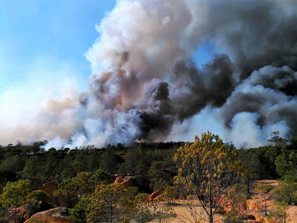 Sul Informação - Meios que combatem incêndio em Gambelas reforçados, restaurante evacuado por precaução