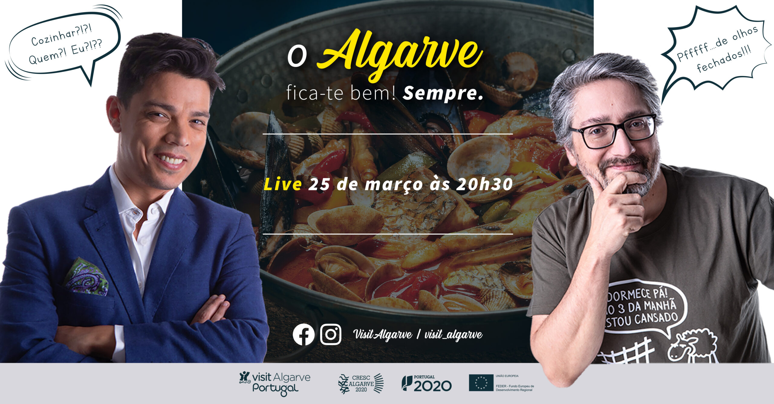 Sul Informação - Nuno Markl e Vasco Palmeirim aprendem a fazer cataplana em direto nas redes sociais