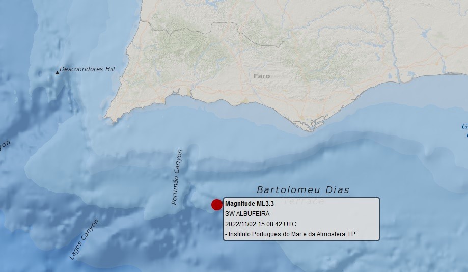 Sul Informação - Sismo de 3.3 registado ao largo de Albufeira