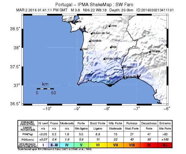 Sul Informação - Sismo de 3.8 com epicentro ao largo de Faro não foi sentido