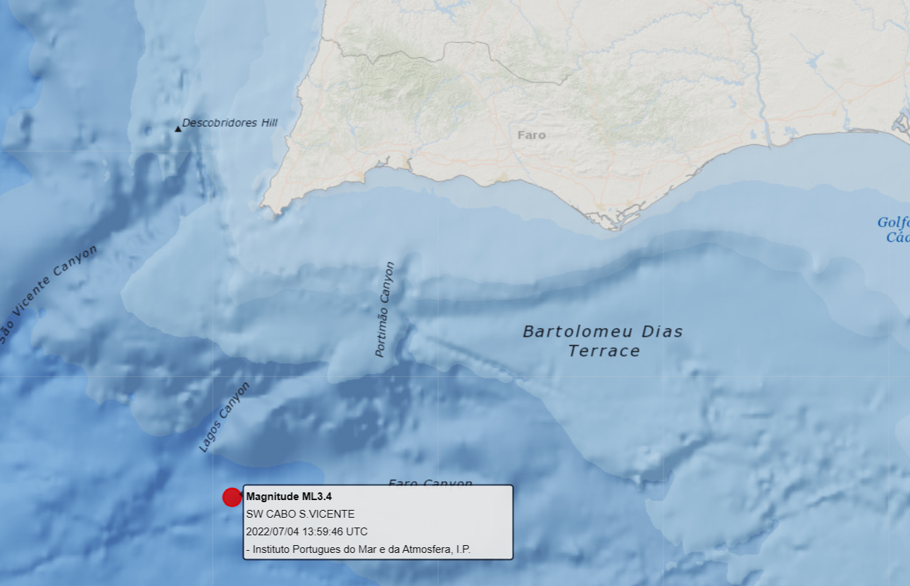 Sul Informação - Sismo de 3,4 registado a Sul do Cabo de S. Vicente