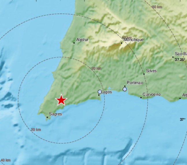 Sul Informação - Sismo com epicentro perto de Vila do Bispo foi sentido em Aljezur, Lagoa e Lagos