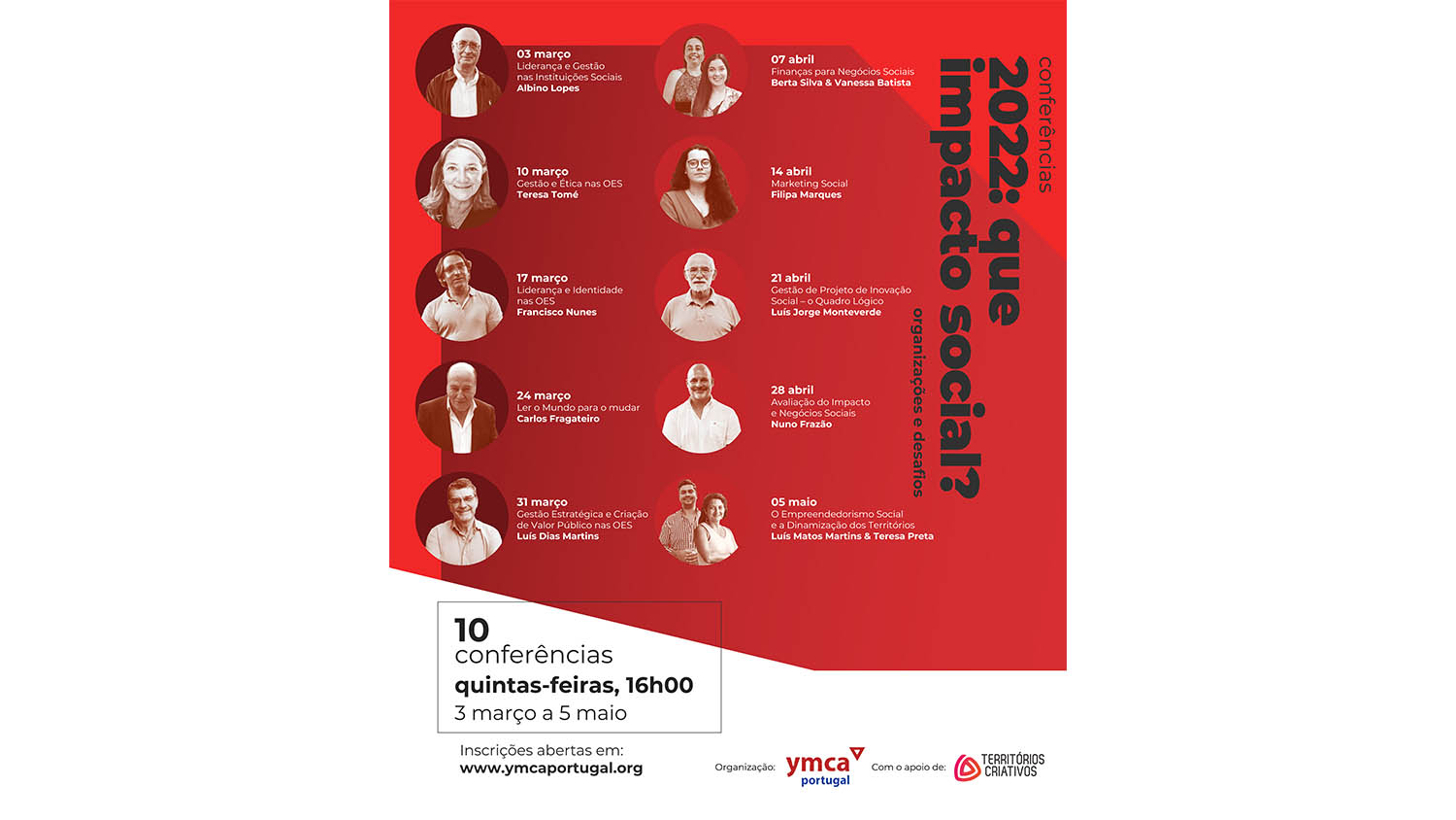 Sul Informação - YMCA e Territórios Criativos organizam conferências “2022: que Impacto Social? Organizações e Desafios!”