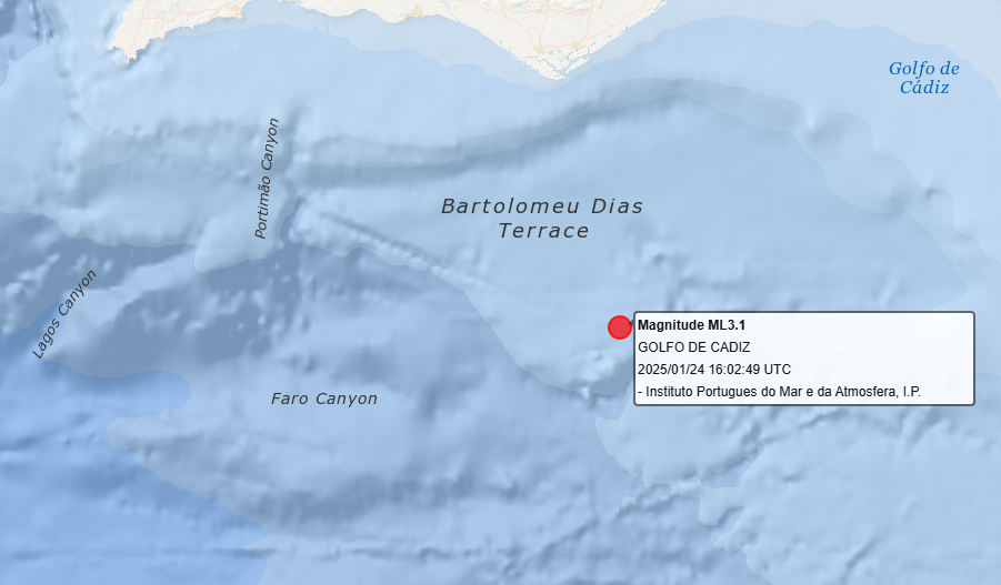 Sul Informação - Sismo de 3.1 registado a 60 km a Sul de Olhão
