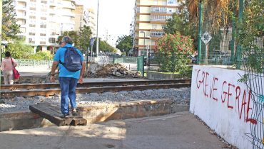 Passagem de Nível Olhão antes das obras_1|Material para a reconstrução da passagem de nível de Olhão