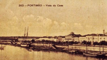 Portimão visto do cais|A ponte e a vila (desenho inserido em «O Século»